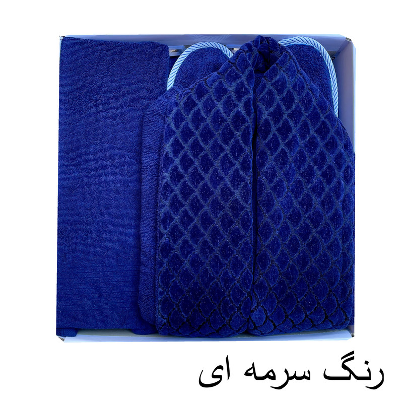 سرویس حوله پالتویی ۳ تکه هنرمند مدل پولکی سایز ۱۲۵