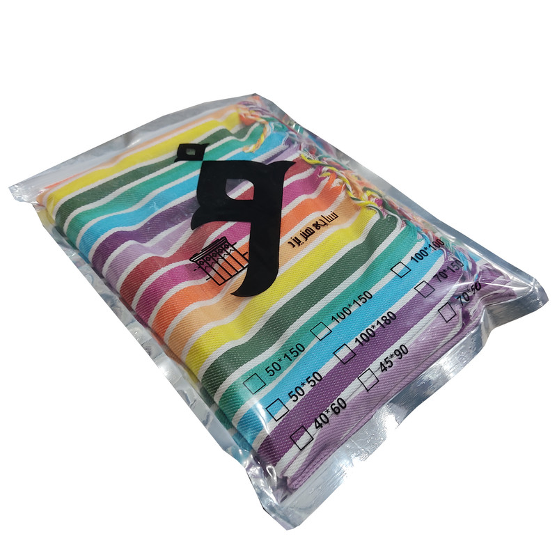 حوله استخری نساجی دُر هنر یزد مدل rainbow ریشه دار سایز 70x150 سانتی متر