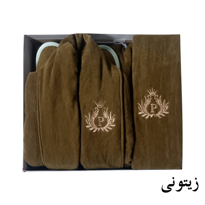 سرویس حوله پالتویی 4 تکه طرح ماریبور مدل هنر