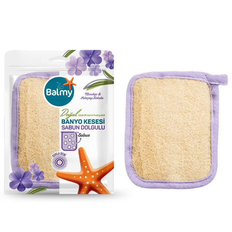 لیف حمام بالمی مدل لوفا صابون دار Violet Flower & Sage scented