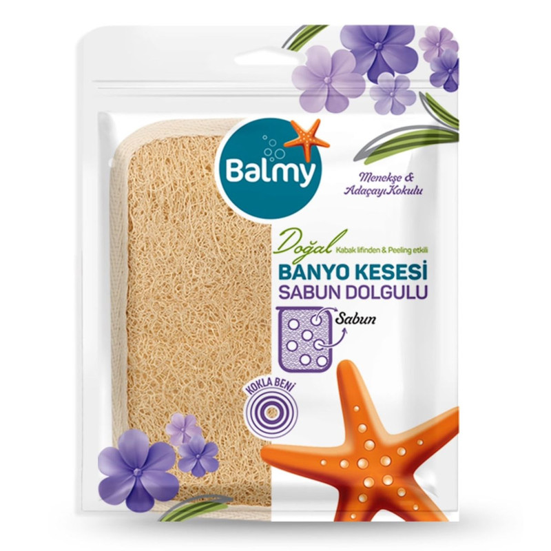 لیف حمام بالمی مدل لوفا صابون دار Violet Flower & Sage scented