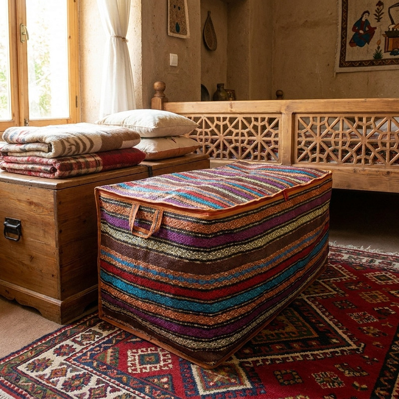 باکس نظم دهنده مدل کاور رختخواب طرح جاجیم