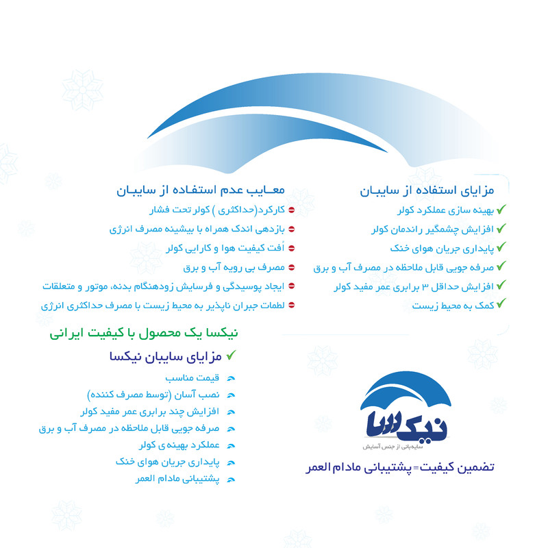 سایبان کولر آبی مدل نیکسا A72