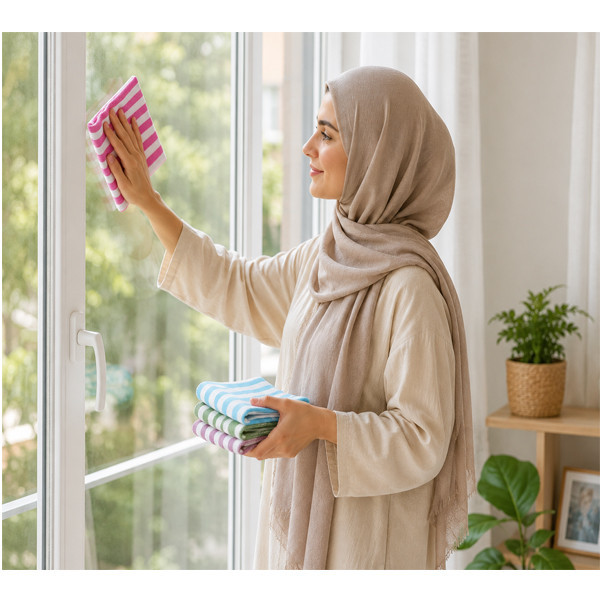 دستمال نظافت خانه و آشپزخانه نخ اسپی توره مدل یزدی کد Queen-32*55 بسته 2 عددی