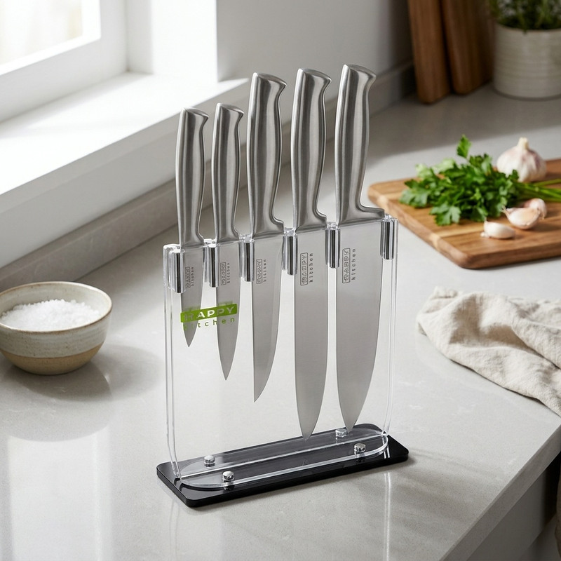 سرویس چاقو 5 پارچه هپی کیچن مدل Stone Knife PMMA