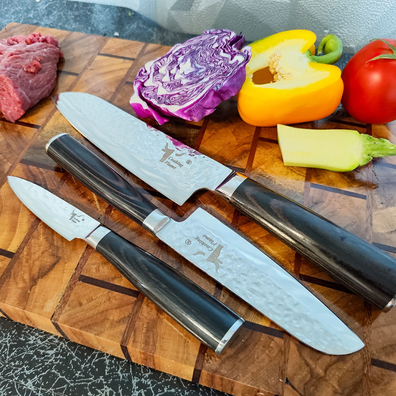 سرویس چاقو آشپزخانه 5 پارچه کوکینگ فلیم مدل SW Pro 5 همراه با استند