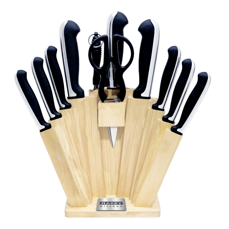 سرویس چاقو 11 پارچه با تیغه استیل و با دسته استیل و باکالیت هپی کیچن مدل Stone Knife 11