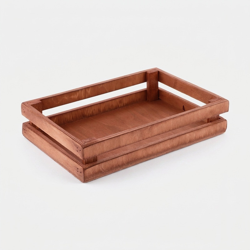 سینی چوبی مستطیل مدل S2 مناسب سرو و میوهخوری با ابعاد 30x19.5 سانتیمتر و وزن 455 گرم، غیرقابل شستوشو