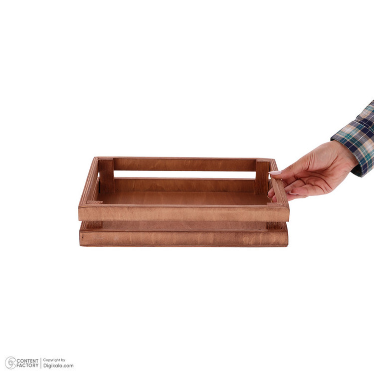 سینی چوبی مستطیل مدل S2 مناسب سرو و میوهخوری با ابعاد 30x19.5 سانتیمتر و وزن 455 گرم، غیرقابل شستوشو