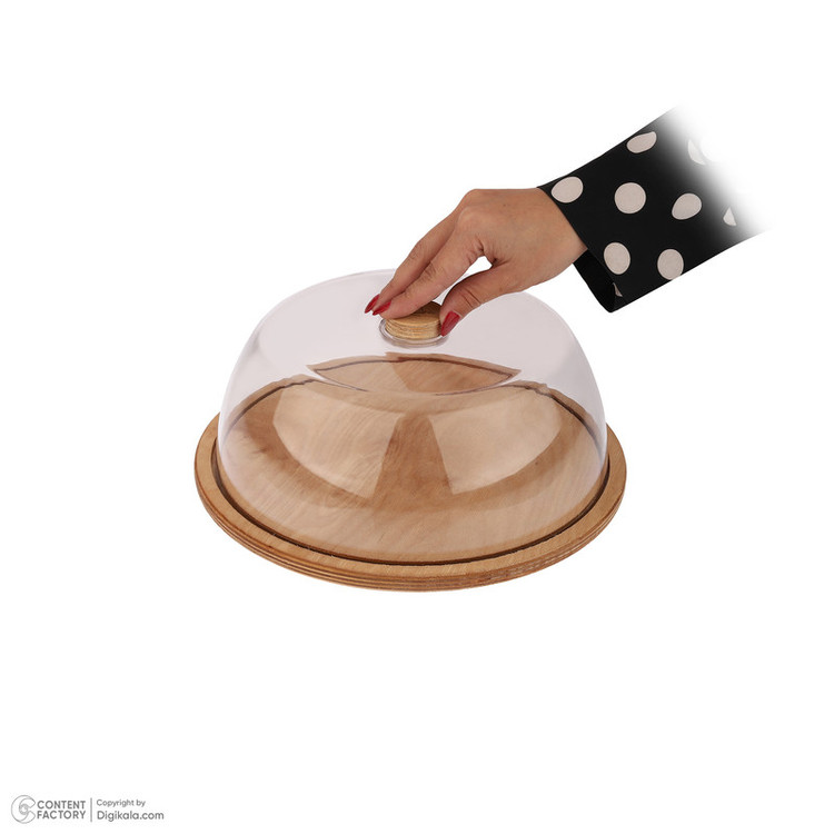 کیکخوری و شیرینیخوری چوبی و پلاستیکی دایره با درپوش شفاف کد 110 غیرقابل شستوشو ساخت ایران