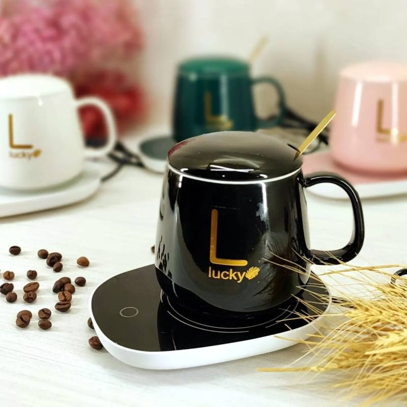 ماگ حرارتی لاکی مدل Temperature Cup به همراه صفحه گرم کن برقی