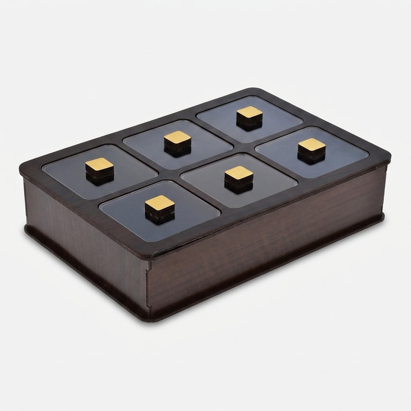جعبه پذیرایی شکلاتخوری مستطیل مدل V101 با جنس چوب و پلاستیک، ساخت ایران، ابعاد 26x18x6 سانتیمتر، غیرقابل شستوشو