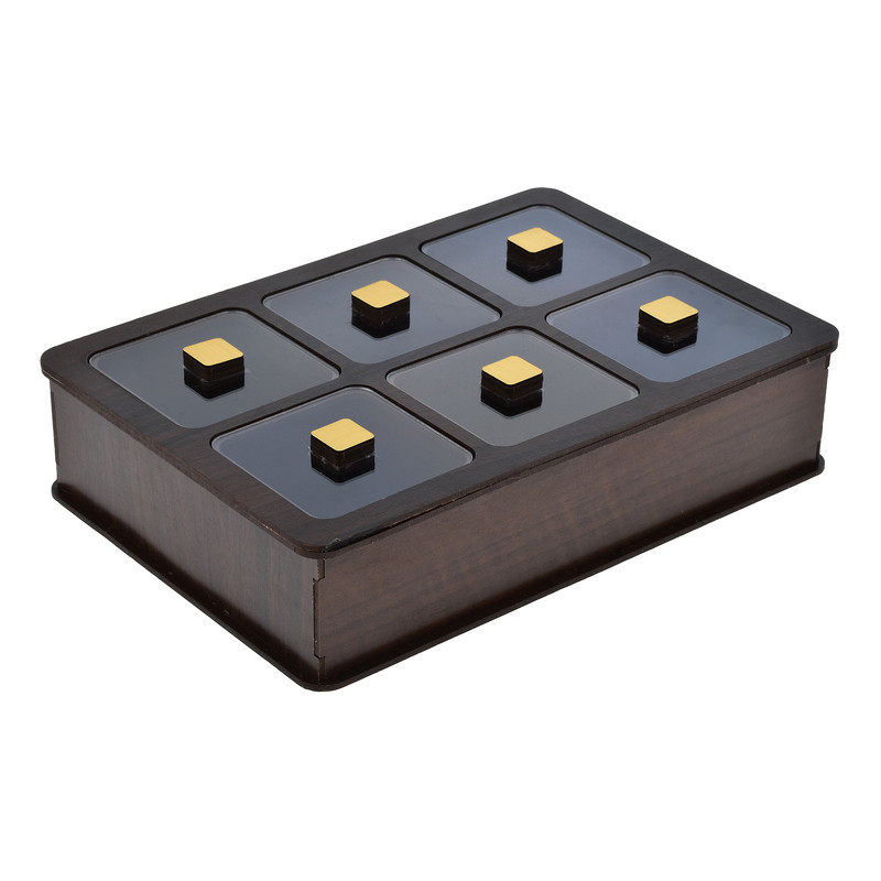 جعبه پذیرایی شکلاتخوری مستطیل مدل V101 با جنس چوب و پلاستیک، ساخت ایران، ابعاد 26x18x6 سانتیمتر، غیرقابل شستوشو