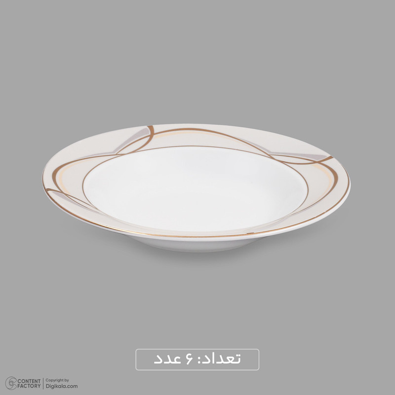 سرویس 20 پارچه چینی دینووا ساینا طرح گرد نسخه 6، قابل شستشو با دست و ماشین ظرفشویی، شامل 6 بشقاب غذاخوری، 6 بشقاب خورشخوری، 6 پیشدستی، ظرف سرو پنیر و تخته سرو