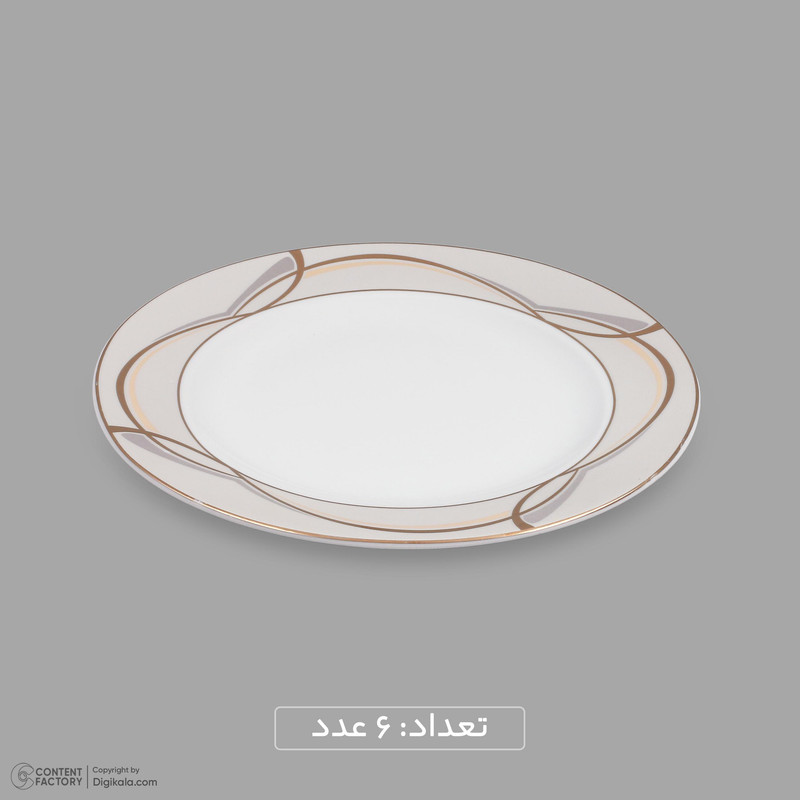 سرویس 20 پارچه چینی دینووا ساینا طرح گرد نسخه 6، قابل شستشو با دست و ماشین ظرفشویی، شامل 6 بشقاب غذاخوری، 6 بشقاب خورشخوری، 6 پیشدستی، ظرف سرو پنیر و تخته سرو