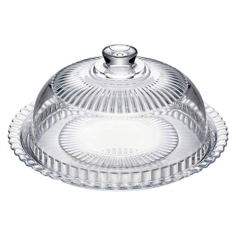 ظرف کیک‌خوری لومینارک مدل DOME، دارای 2 تکه، دیس زیرین 32 سانتی‌متر با محفظه گنبدی قطر 27 سانتی‌متر و ارتفاع 15 سانتی‌متر، مناسب پذیرایی گرم و سرد، قابل استفاده در مایکروویو و شستشو با ماشین ظرفشویی