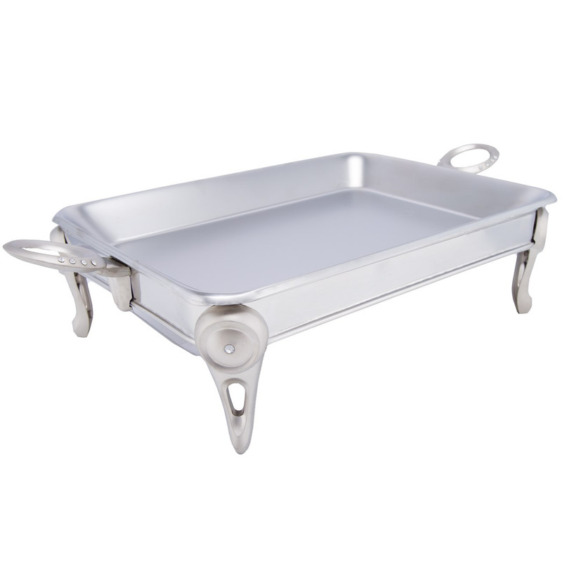 ظرف سوفله برنج‌خوری مدل BK108S گنجایش 8 نفر استیل براق ضدزنگ با سینی استیل جدا شونده و پایه نگهدارنده 2 عدد شمع وارمر مناسب سرو برنج، کباب و ماکارانی قابلیت شستشو در ماشین ظرفشویی