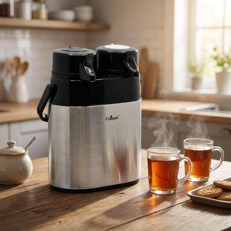فلاسک دوقلو یونیک مدل استیل کد 9060 گنجایش 1.6 لیتر