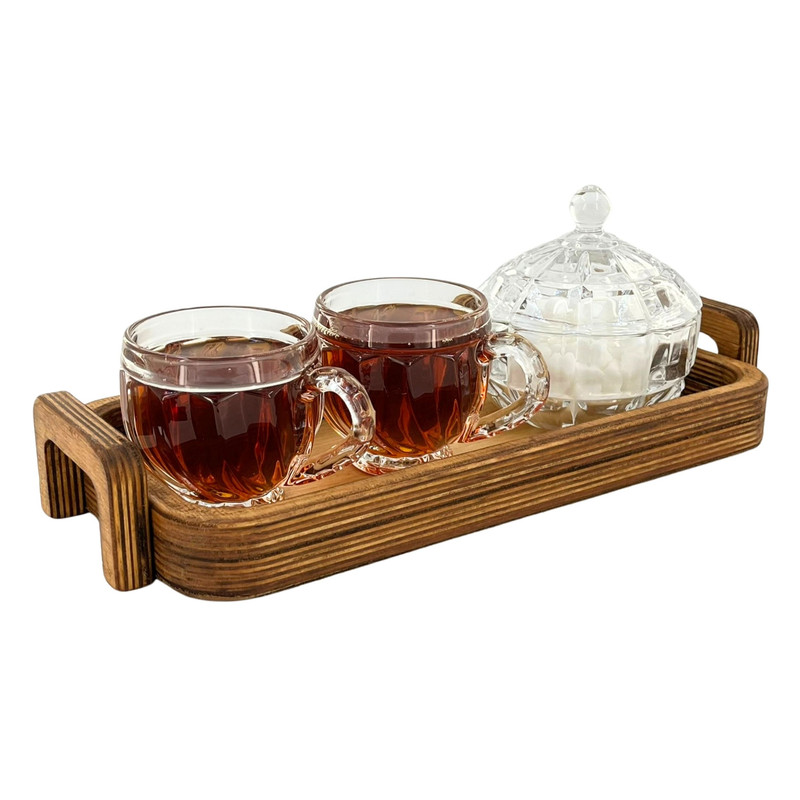 سینی مدل دسته دار چوبی کد SN05S مجموعه 3 عددی