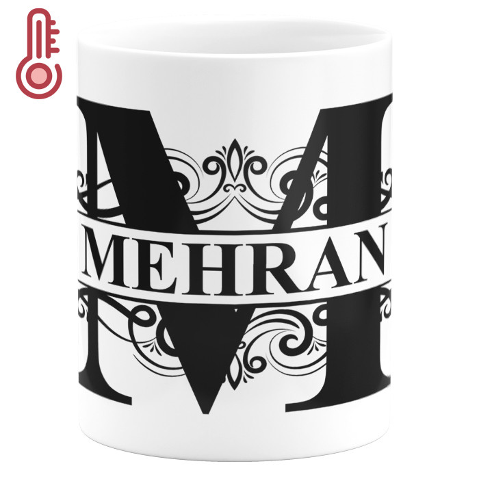 ماگ حرارتی گالری وبفر مدل اسم مهران به همراه زیر لیوانی