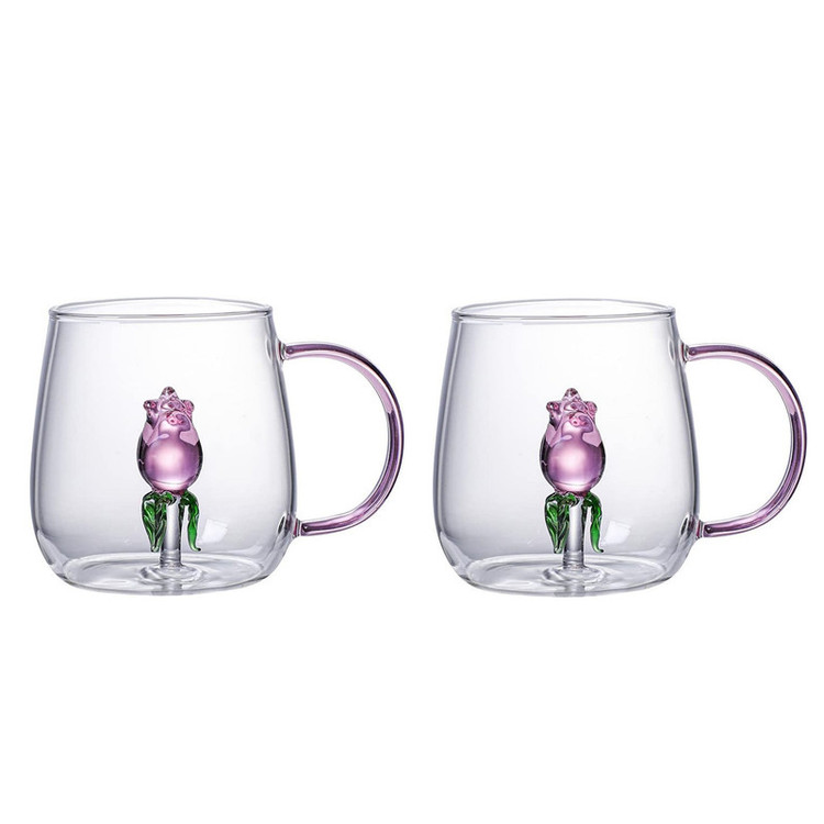 لیوان مدل داخل گلدار بروسیلیکات کد 1369n 2666 بسته چهار عددی