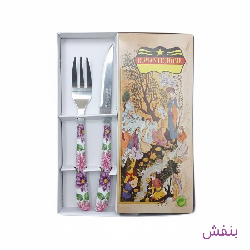 ست کارد و چنگال 12 پارچه 6 نفره رمانتیک هوم مدل گل
