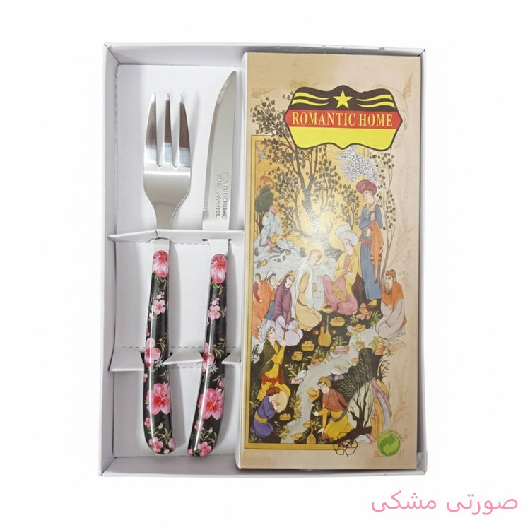 ست کارد و چنگال 12 پارچه 6 نفره رمانتیک هوم مدل گل