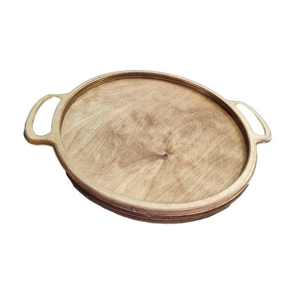 سینی دسته دار مدل چوبی کد ۶۸۹ سایز ۳۳×۳۳ سانتی متر