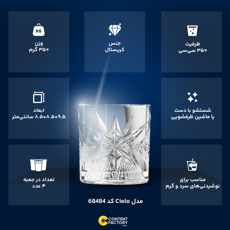 لیوان پاشاباغچه مدل Cielo کد 68484 بسته 4 عددی