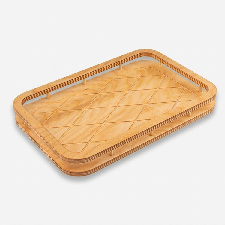 سینی بدون دسته مدل مستطیل طرح سبد سایز 36x24 سانتی متر
