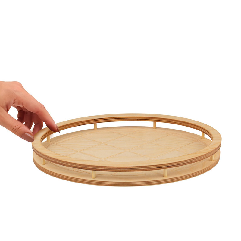 سینی بدون دسته مدل بیضی طرح سبد سایز 36x24 سانتی متر