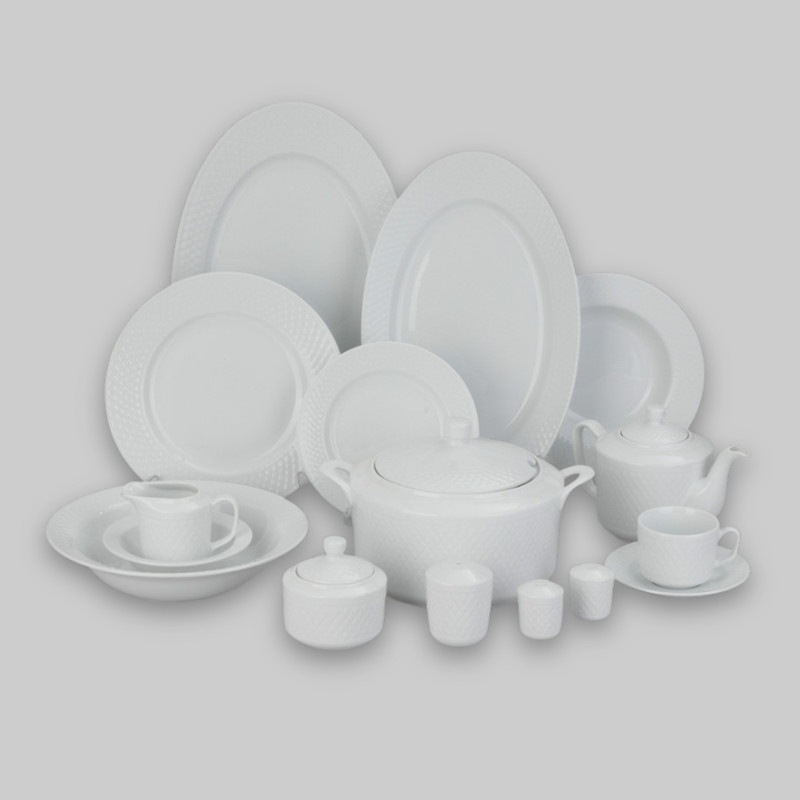 سرویس غذاخوری 102 پارچه چینی زرین ایران سری رادیانس مدل White درجه یک