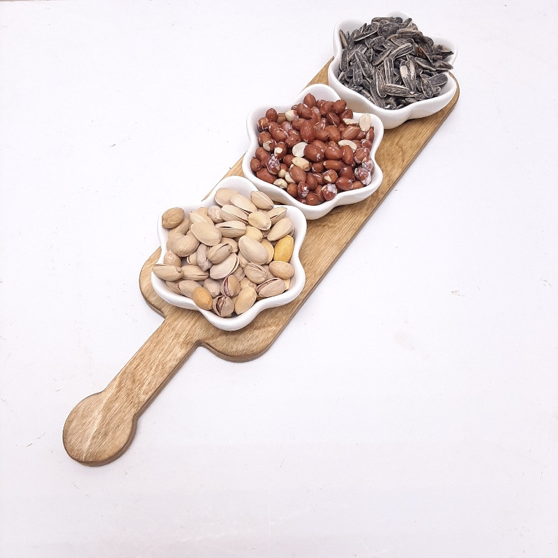 اردوخوری فانتزی مدل خورشید سرامیک و چوب با نگهدارنده 42.5x10.5x1.3 سانتیمتر، کاسه 10.5x10.5x4 سانتیمتر، مناسب شستشو با دست