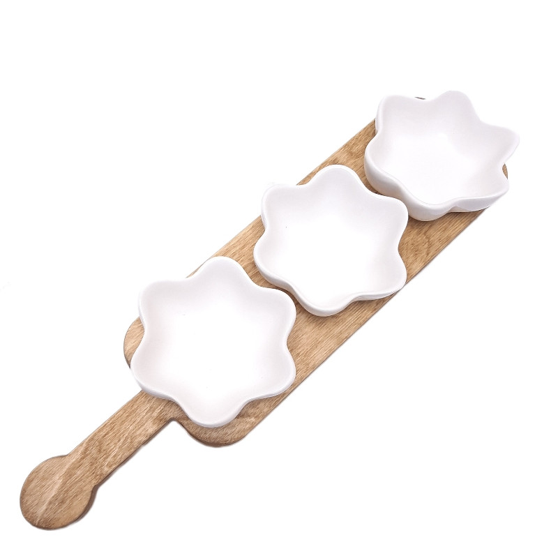 اردوخوری فانتزی مدل خورشید سرامیک و چوب با نگهدارنده 42.5x10.5x1.3 سانتیمتر، کاسه 10.5x10.5x4 سانتیمتر، مناسب شستشو با دست