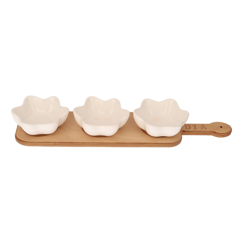اردوخوری فانتزی مدل خورشید سرامیک و چوب با نگهدارنده 42.5x10.5x1.3 سانتیمتر، کاسه 10.5x10.5x4 سانتیمتر، مناسب شستشو با دست