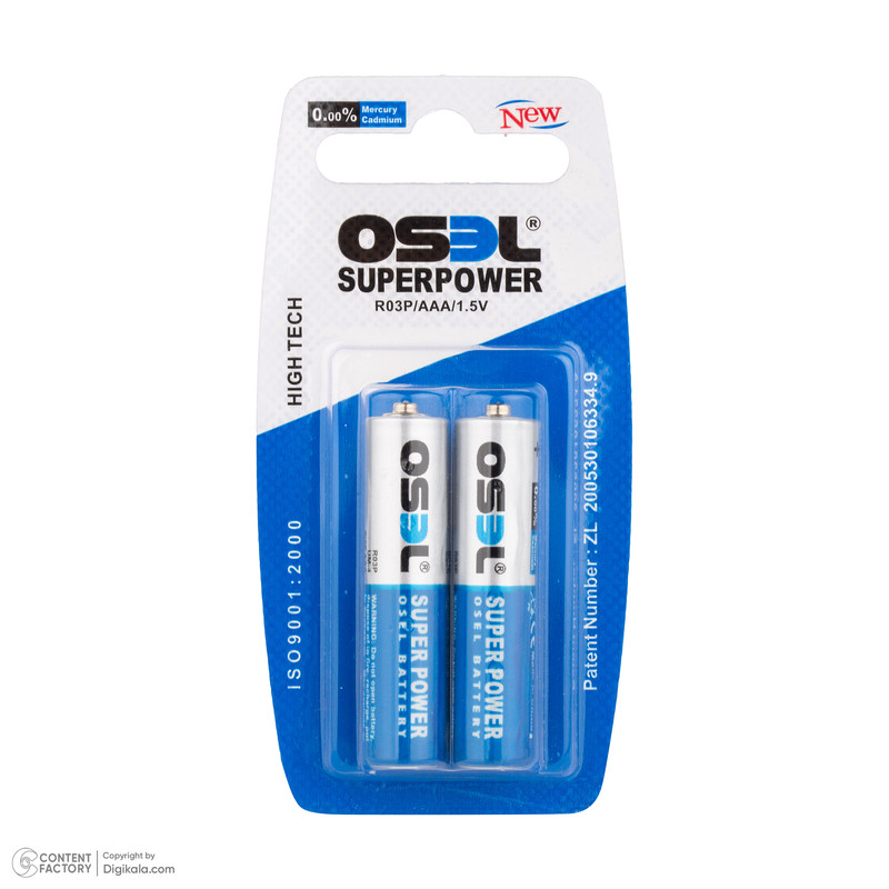 باتری نیم قلمی اوسل مدل Super Power R03P بسته 12 عددی