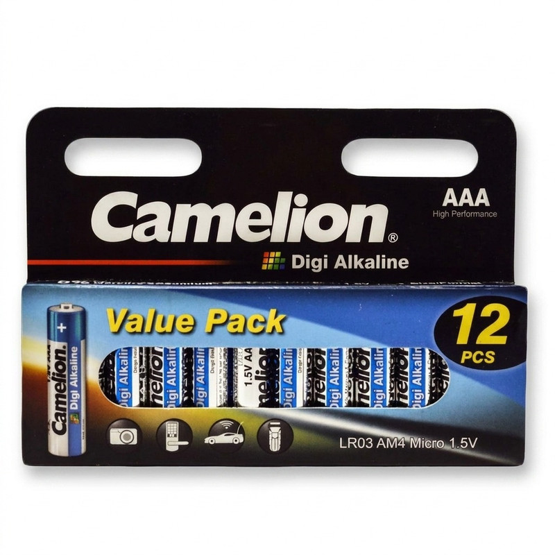 باتری نیم قلمی کملیون مدل digi alkaline بسته 12 عددی