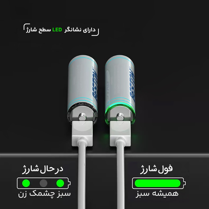 باتری قلمی قابل شارژ بستون مدل 2AC-60 بسته ۲ عددی