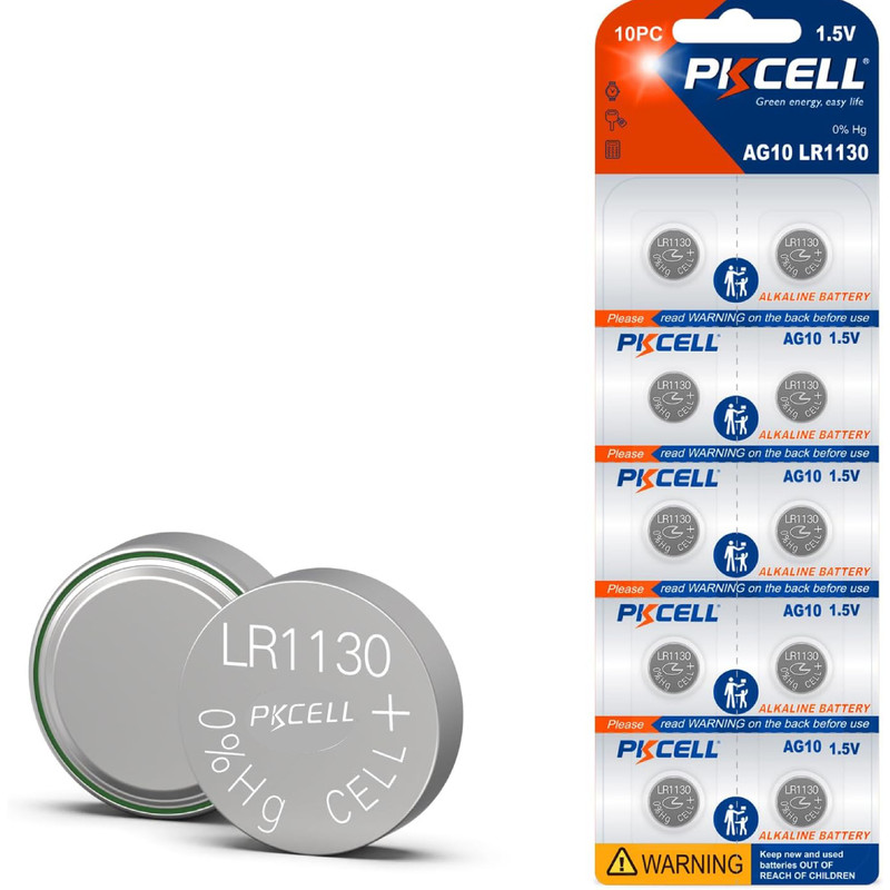 باتری سکه ای پیکی سل مدل AG10 LR1130 ولت 1.5 مجموعه 10 عددی