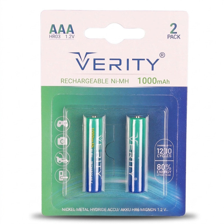 باتری نیم قلمی قابل شارژ وریتی مدل 1000mAh بسته دو عددی