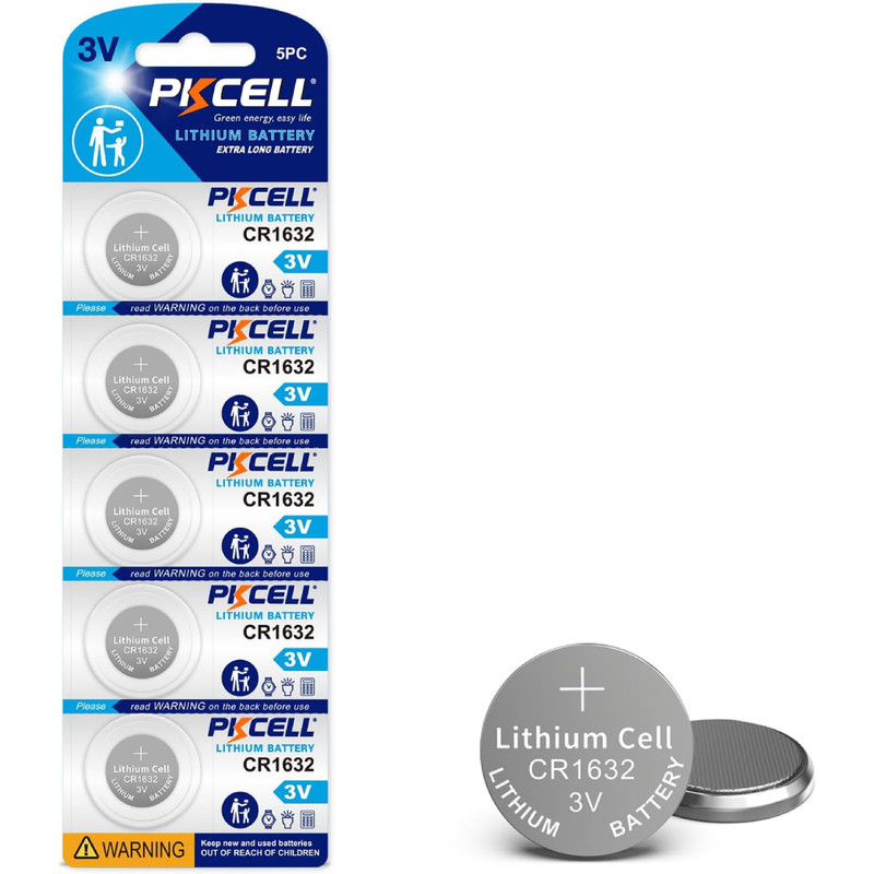 باتری سکهای لیتیومی پی کی سل مدل CR1632 ولتاژ 3 ولت بسته 5 عددی
