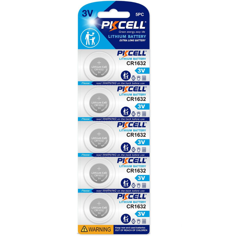 باتری سکه‌ای لیتیومی پی کی سل مدل CR1632 ولتاژ 3 ولت بسته 5 عددی