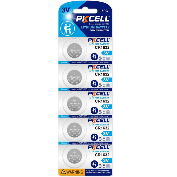 باتری سکهای لیتیومی پی کی سل مدل CR1632 ولتاژ 3 ولت بسته 5 عددی