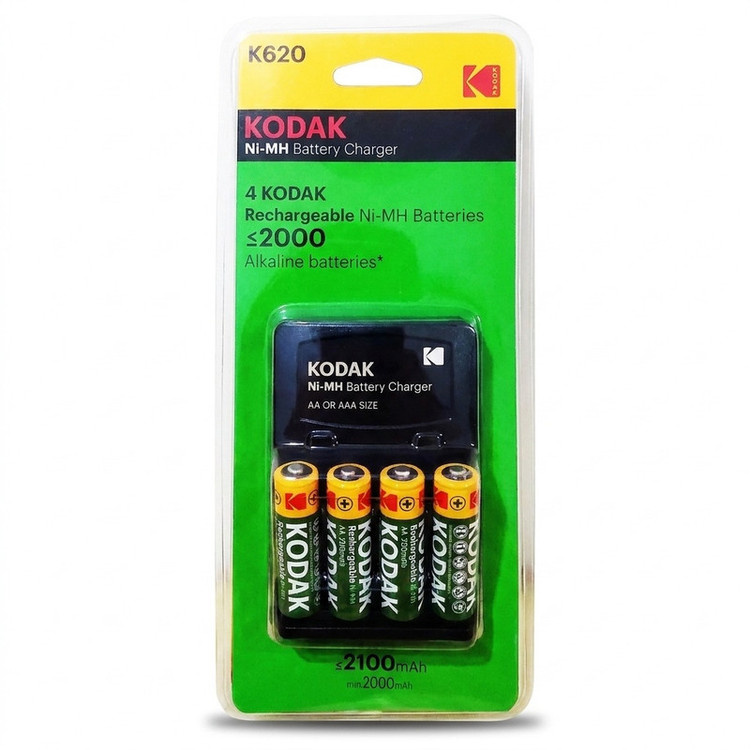 شارژر باتری کداک مدل K620 به همراه باتری قلمی قابل شارژ مجموعه 4 عددی