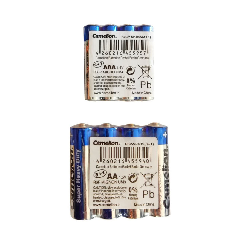 باتری قلمی و نیم قلمی کملیون مدل SUPER HEAVY DUTY بسته هشت عددی