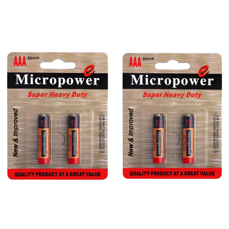 باتری نیم قلمی میکرو پاور مدل super heavy duty مجموعه 4 عددی