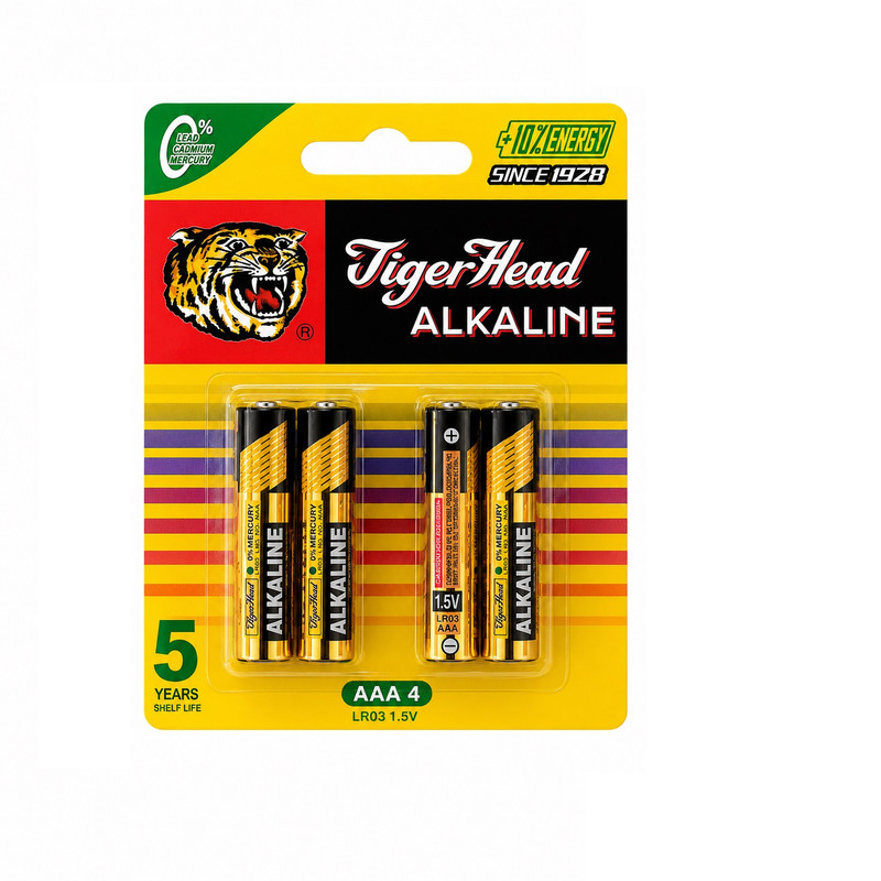 باتری نیم قلمی تایگر هد مدل ALKALINE AAA بسته ۴ عددی