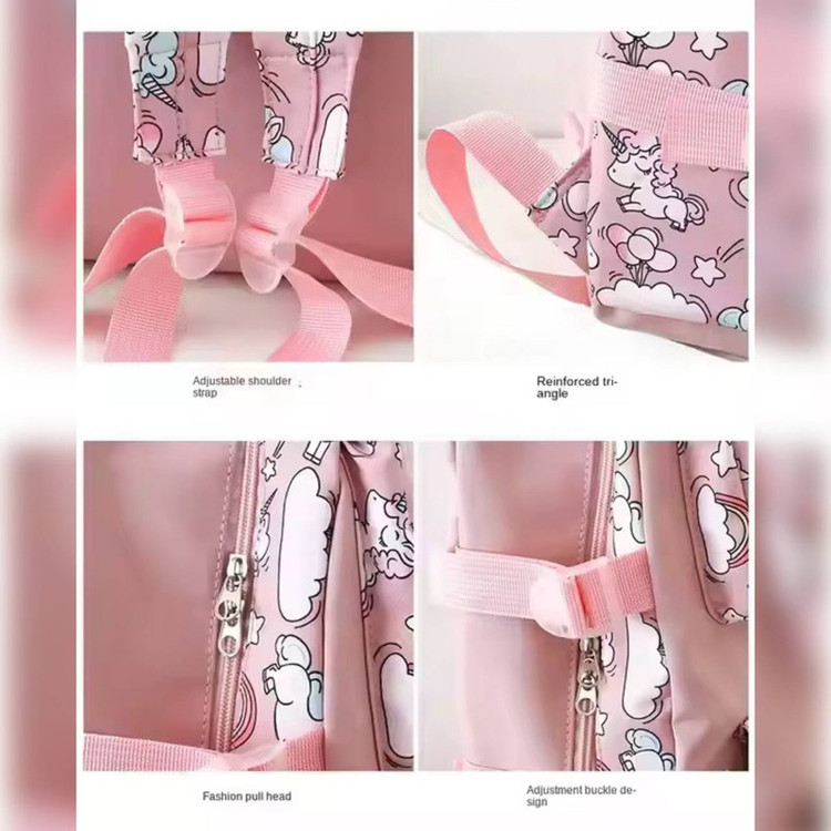 کوله پشتی مدرسه مدل اسب شاخدار به همراه کیف غذا و جامدادی و آویز