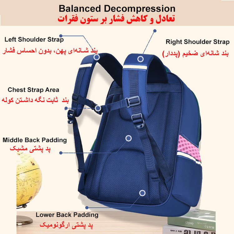 کوله پشتی مدرسه تاوشنگ طرح کرومی مدل 5059
