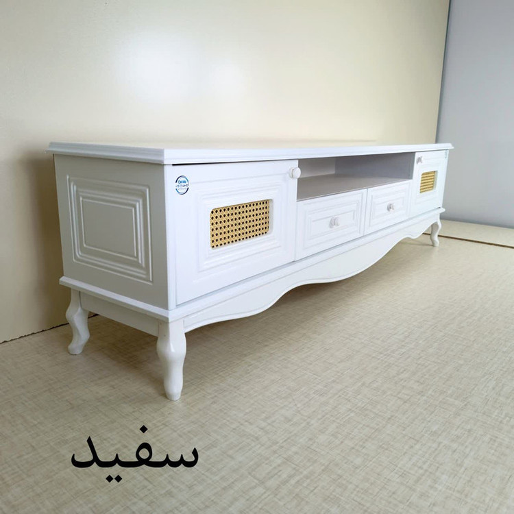 میز تلویزیون آرچین چوب مدل حصیری 180 سانت مناسب برای تلویزیون تا 75 اینچ